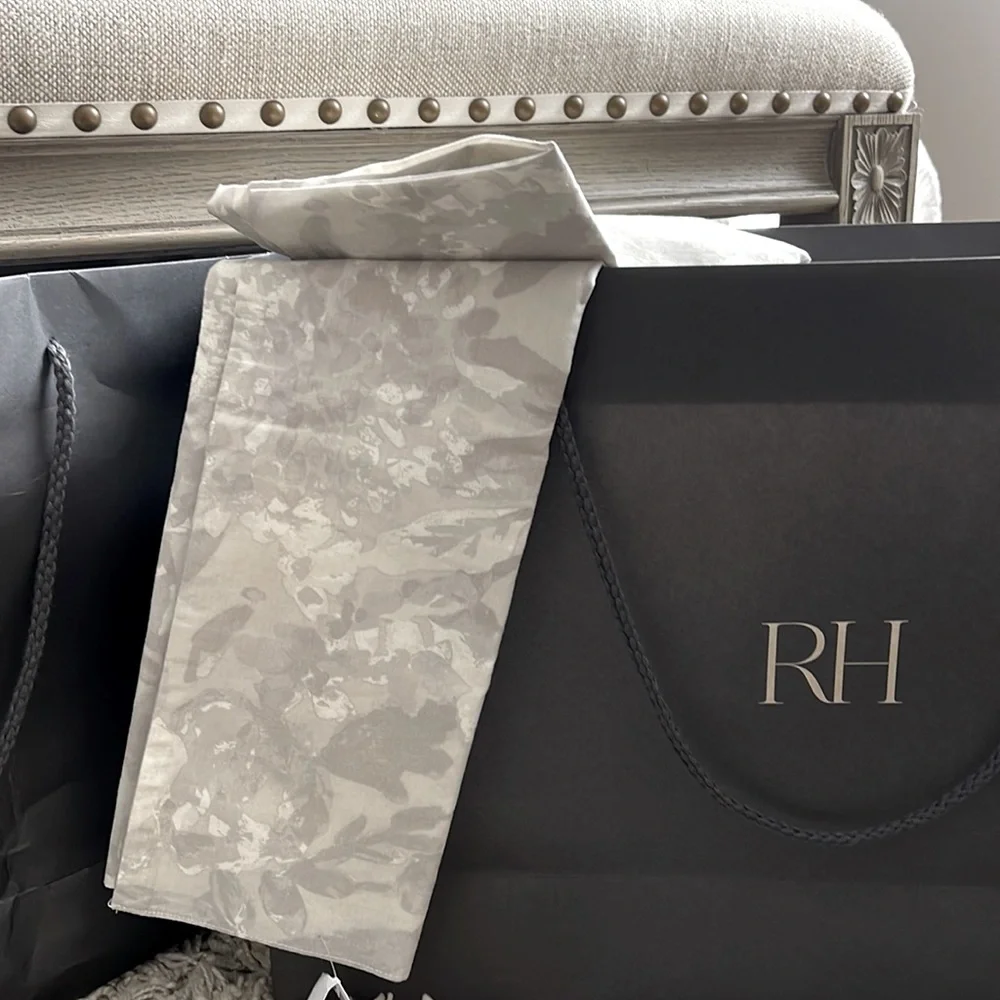 RH Teen Standard Size Pillow case. Watercolor Fleur Grey.
